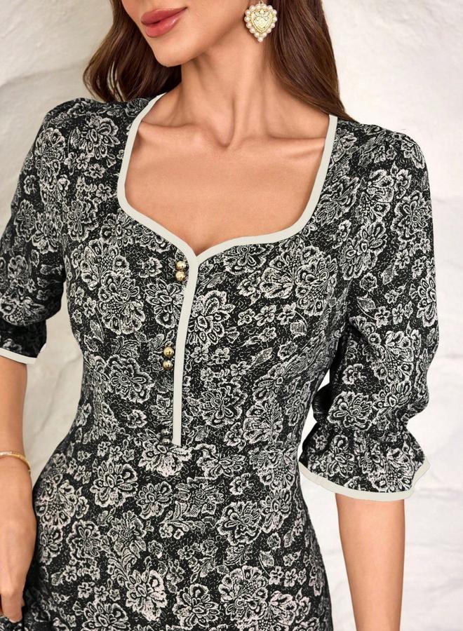 Take Two Women Floral Sweetheart Neck Maxi Dress - Image 4